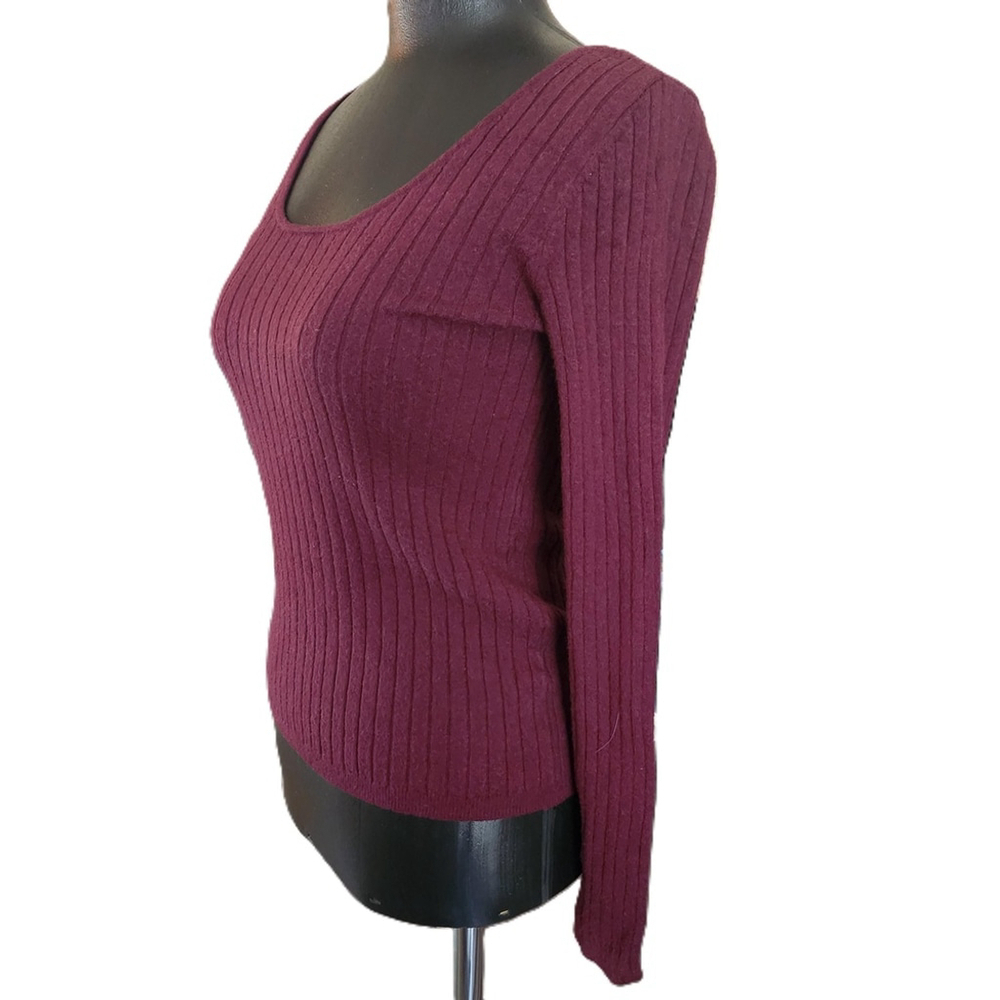 Halogen Ribbed Burgundy Sweater Women's Size XS - Picture 2 of 6